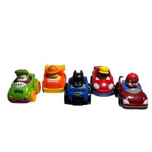 Fisher Price Little People Cars Lot Toy Vehicles Joker Dumptruck Batman Mario